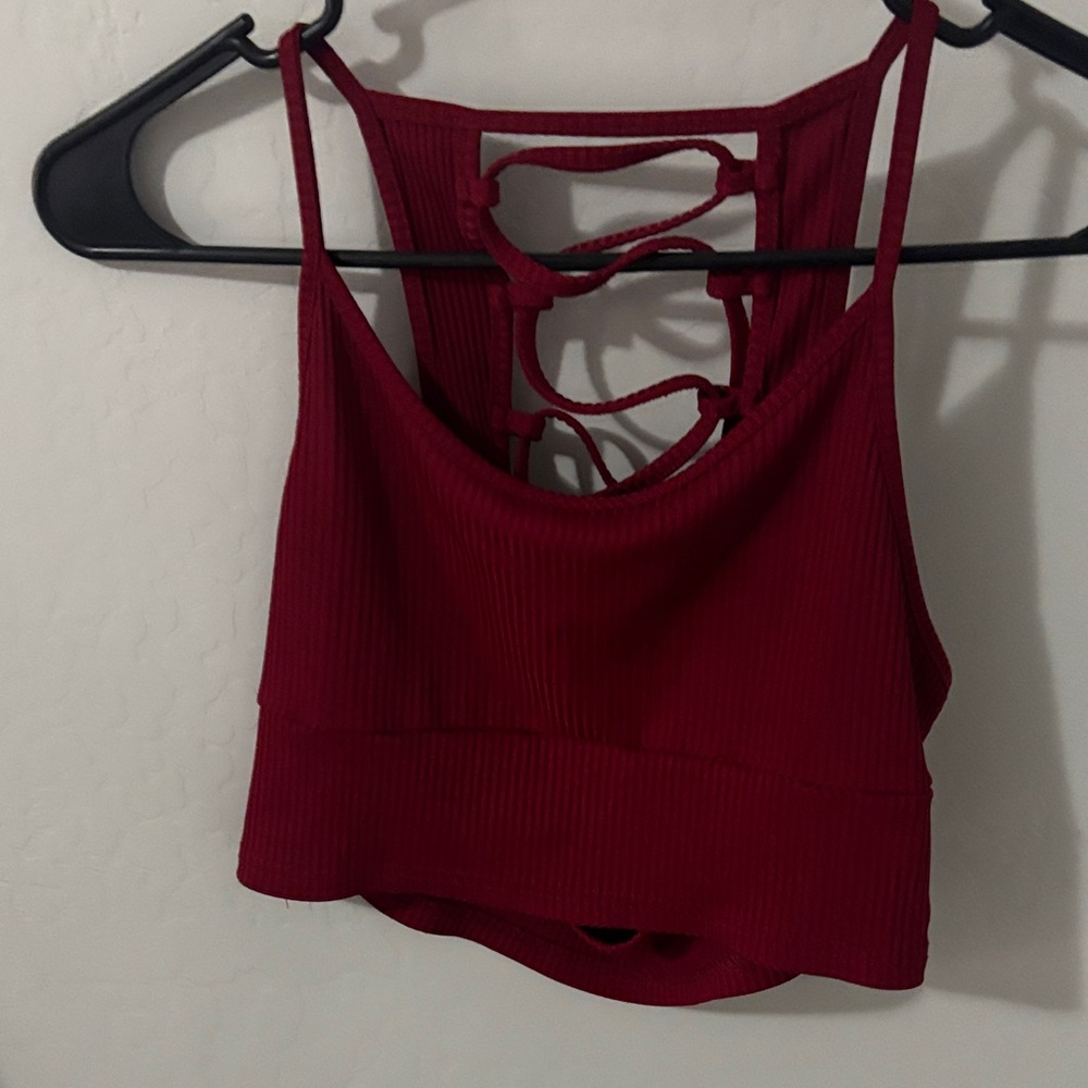 ROMWE Burgundy Strappy Top